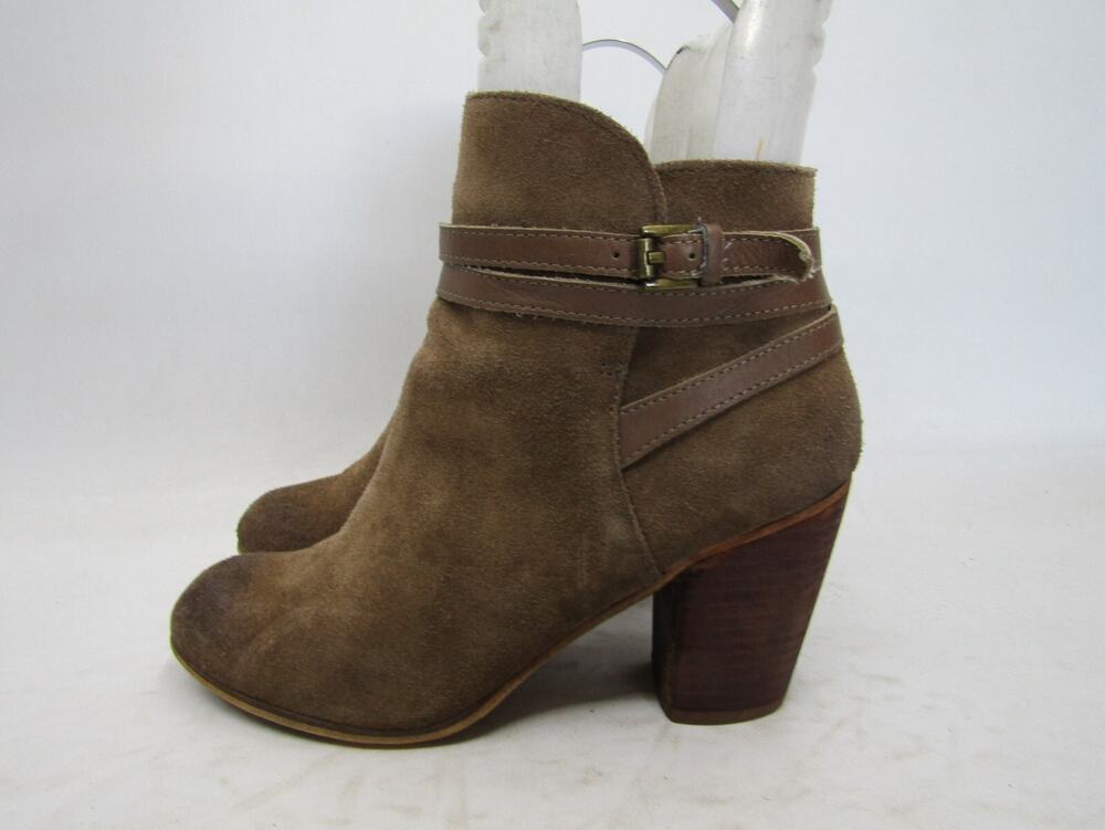 BP Womens Size 8.5 M Brown Suede Zip Buckle Ankle Fashion Boots Bootie